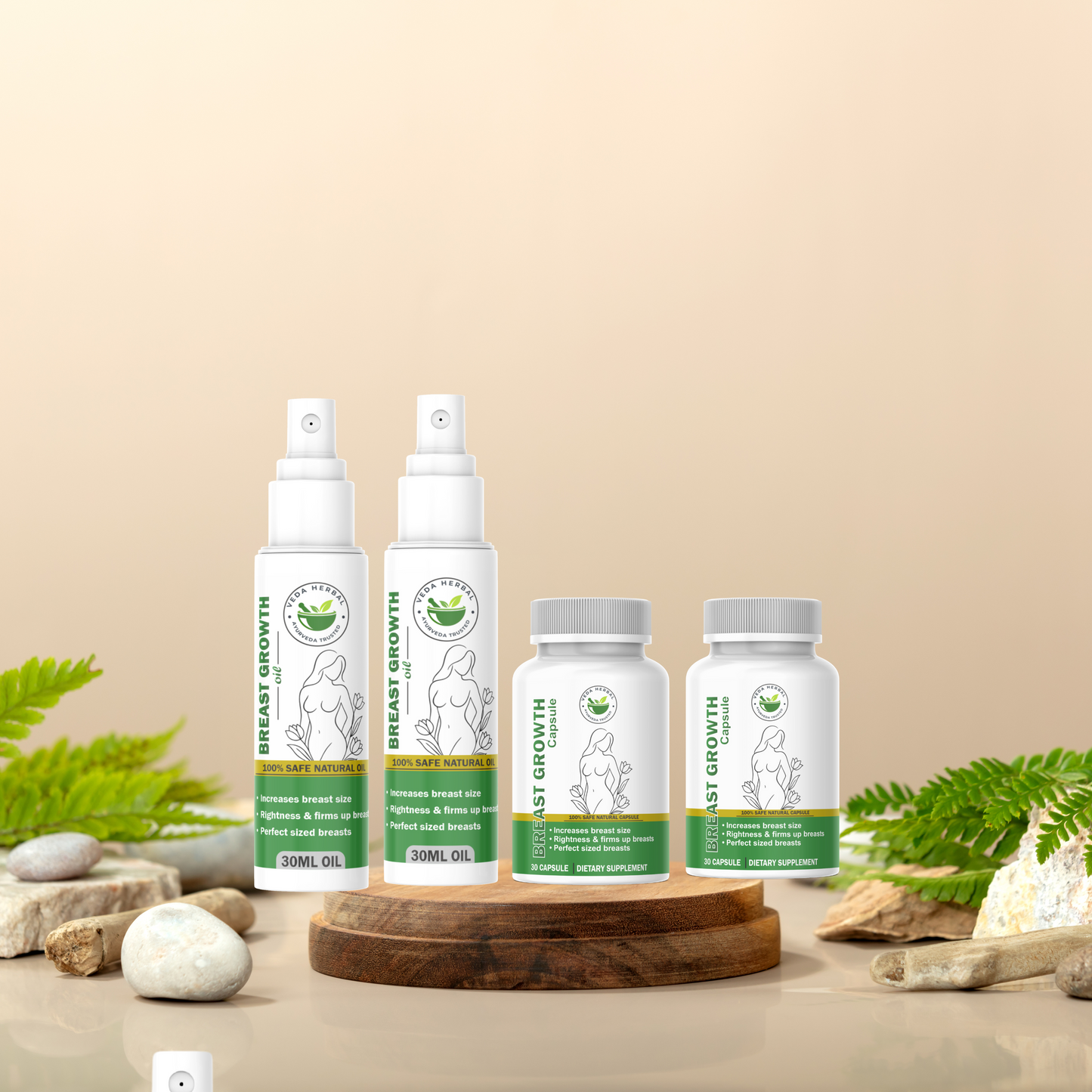 Breast Up natural oil & capsule 100 ml & 60capsule pack of 2 each